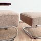 Fauteuil et ottoman Thonet 411 Bauhaus en tissu bouclé