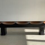 Huge 5-seater bench in two-tone solid wood