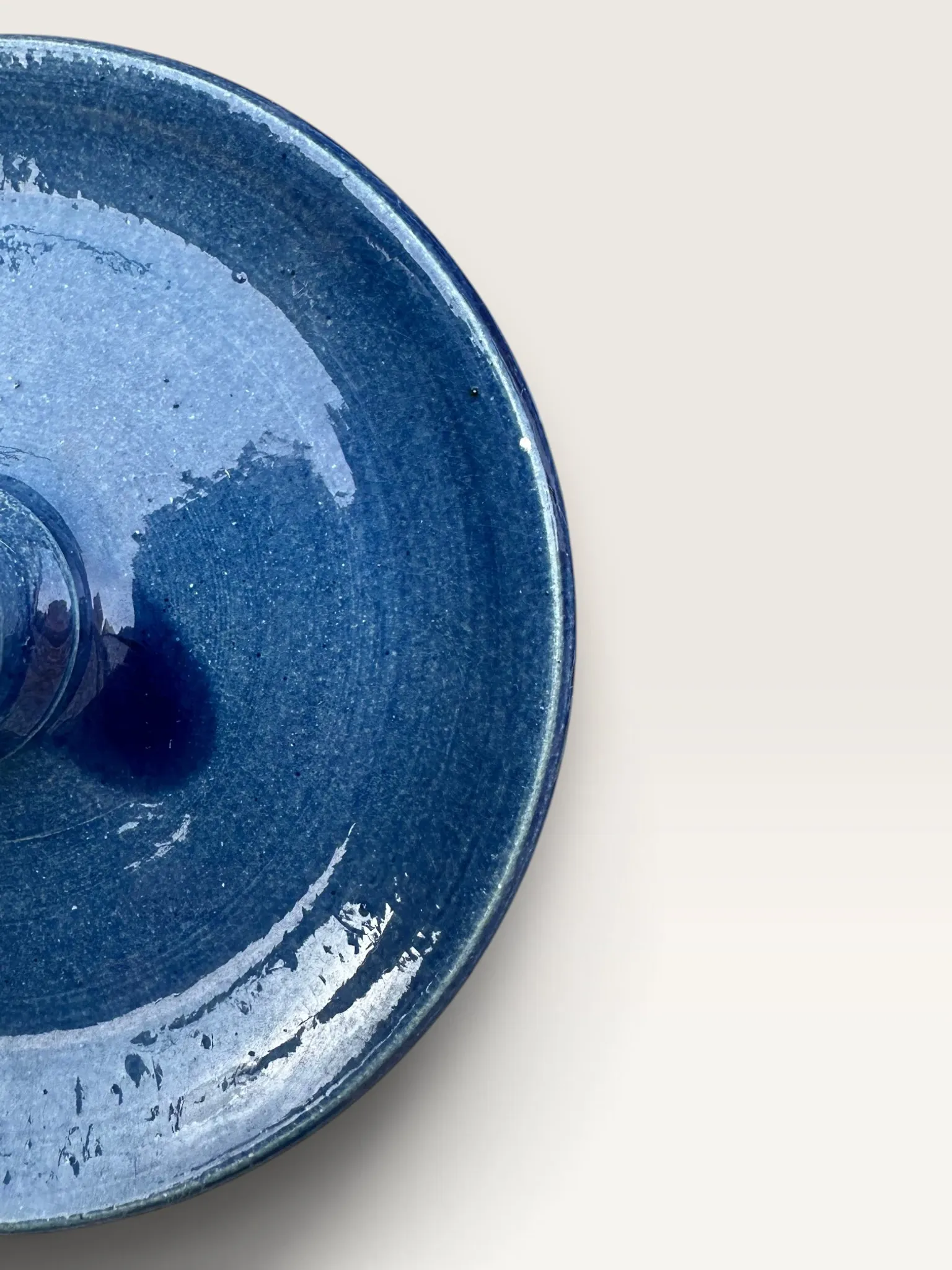 Blue ceramic rat cave candlestick