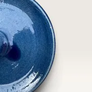 Blue ceramic rat cave candlestick