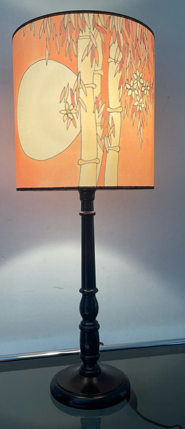 Vintage lamp in wood and silk