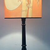 Vintage lamp in wood and silk