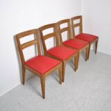 4 Chaises en chêne massif 1950