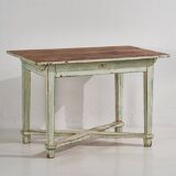 Vintage white solid wood side table (France, circa 1960)