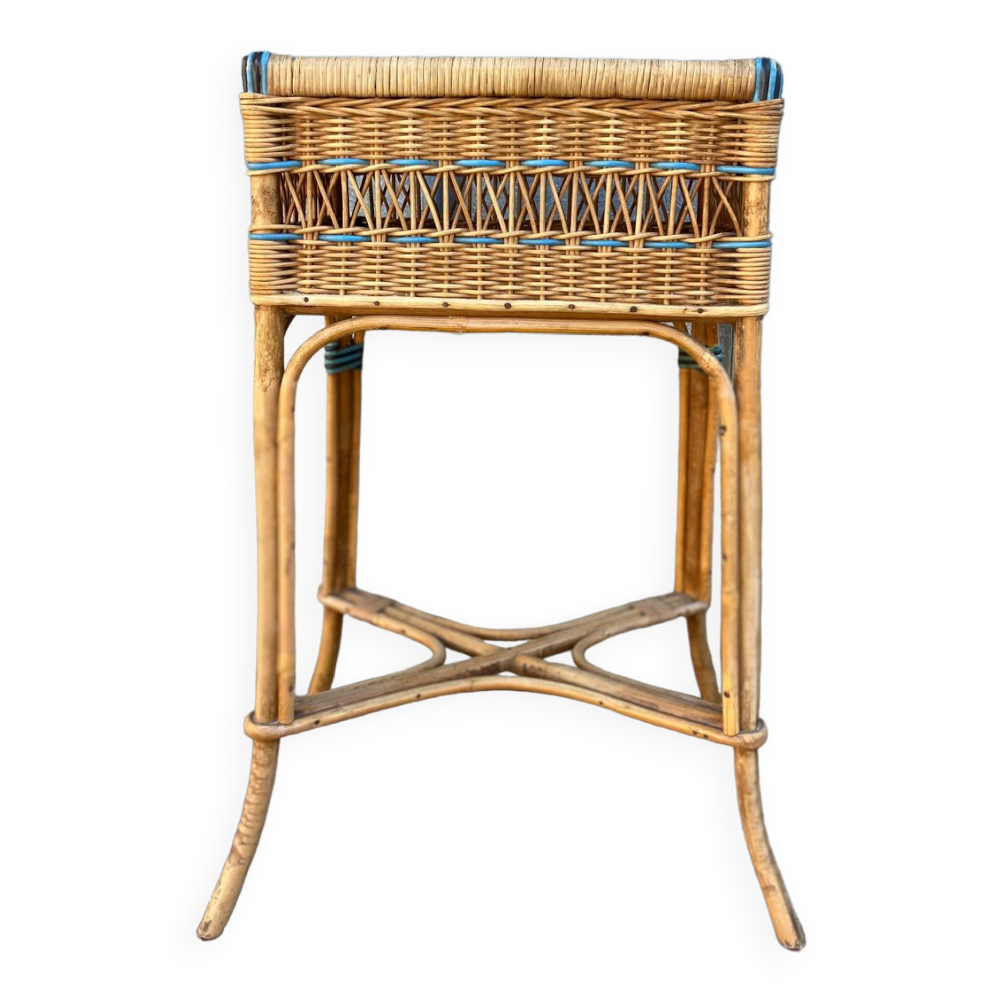 Vintage rattan storage unit