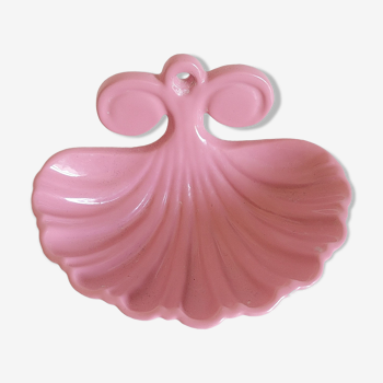 Pink enamelled cast iron shell soap holder