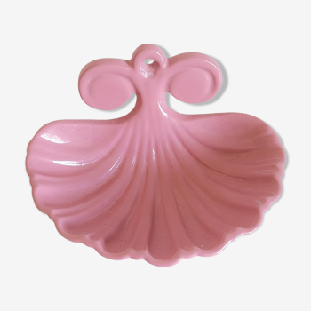 Porte savon coquillage en fonte émaillée rose