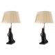 Paire de lampes de table modèle Horus, bronze patiné.
