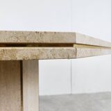 Travertine and Brass dining table, 1970s