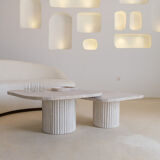 Irregular nesting coffee tables - ATHENA - 70/50 - porous natural travertine
