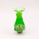 Excentric green blown glass vase with relief flowers Murano