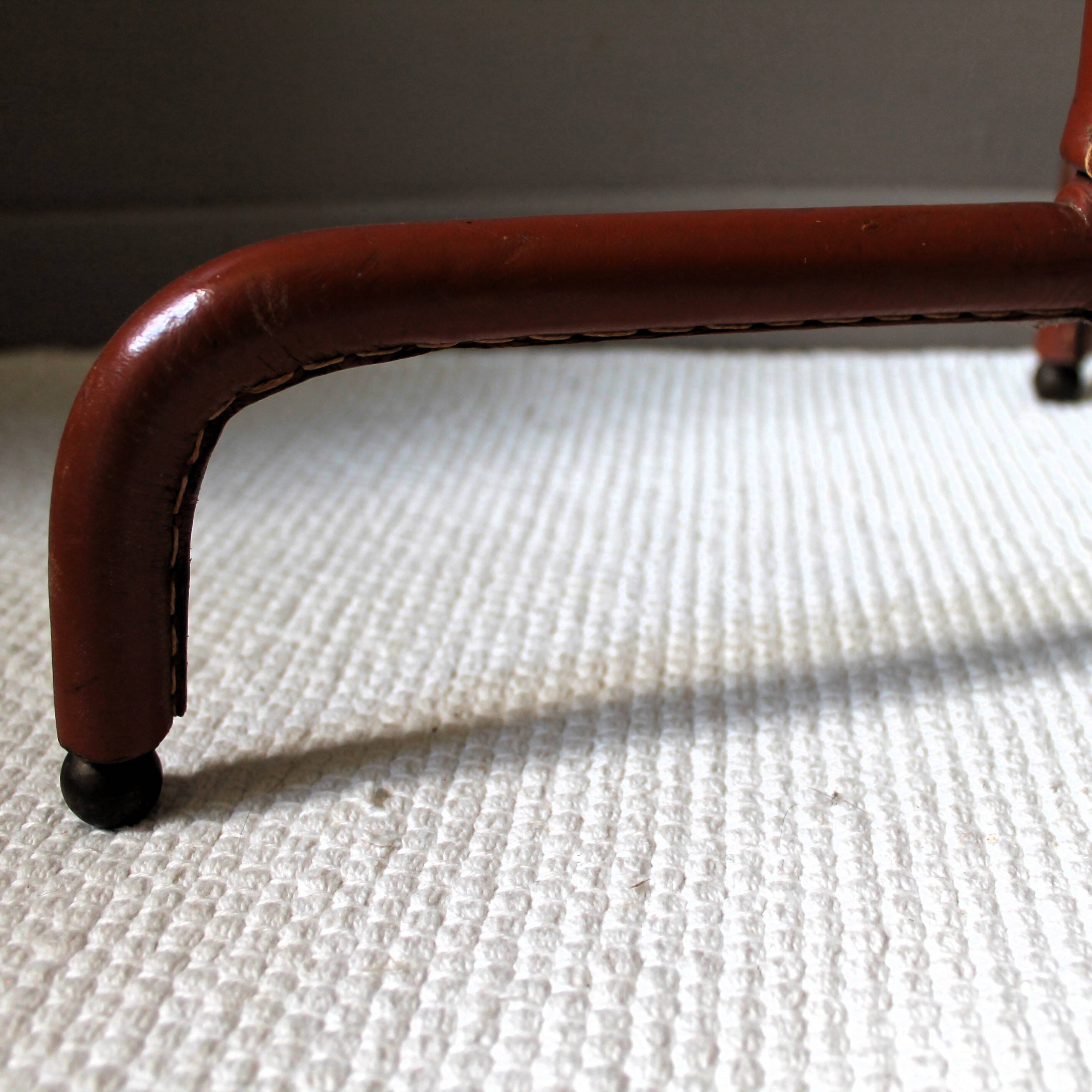 Vintage floor lamp with bamboo-style leather base