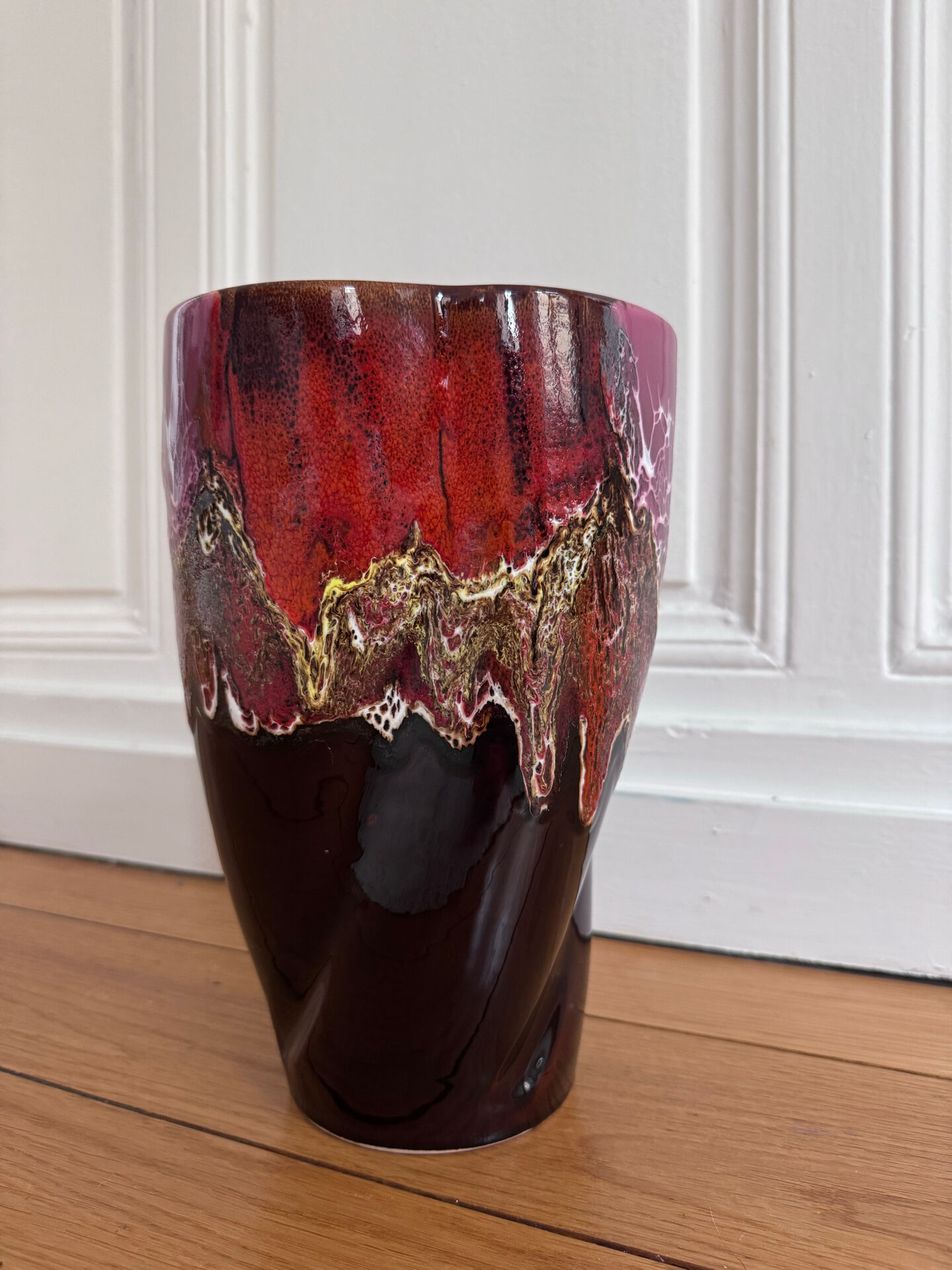 Large multicoloured lava vase