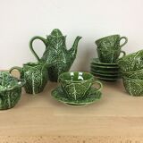 Ceramic cabbage tea set, 6 cups, teapot
