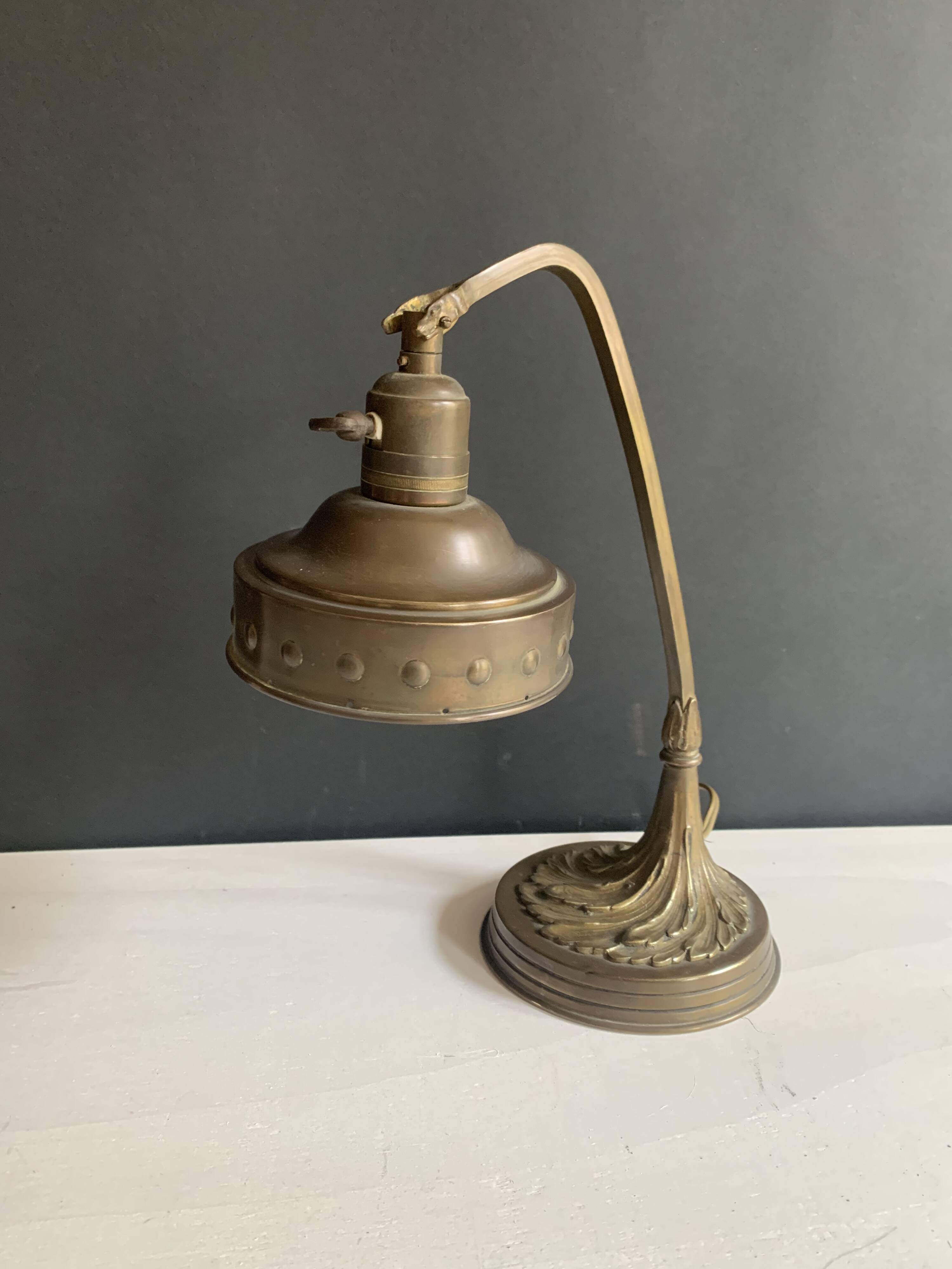 1900 bronze, brass and copper desk lamp