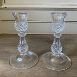 Set of two Arques crystal candle holders