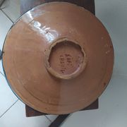 Moroccan dish polychrome faience and silver metal signed