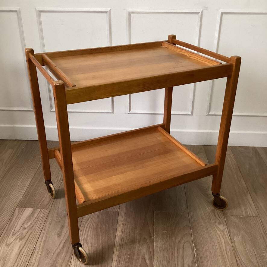 Pine serving trolley