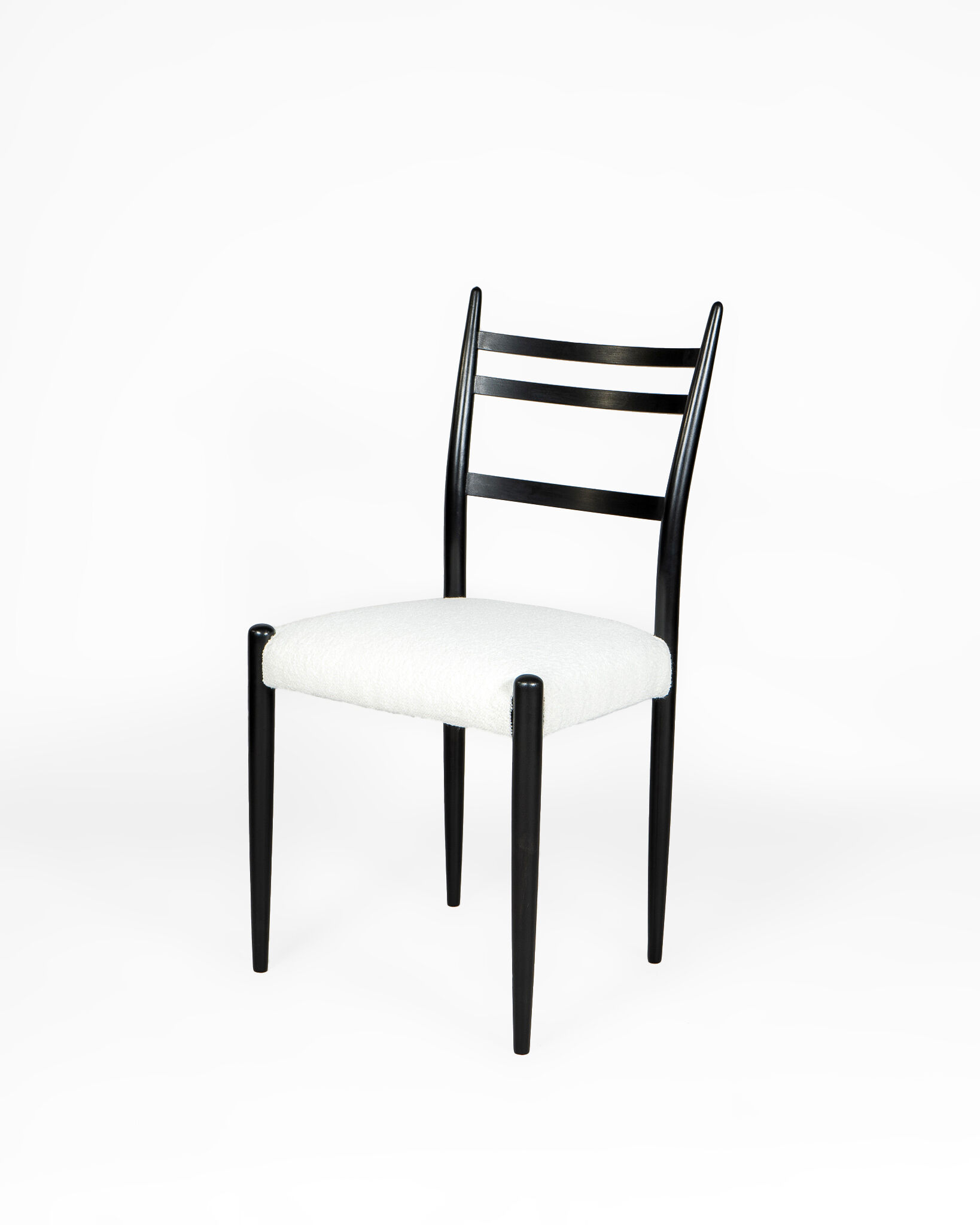 Set of 6 dining black & white bouclé chairs by D. Gomme for G Plan, 1950