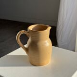 Small vintage jug engraved 50cl matte beige stoneware H14