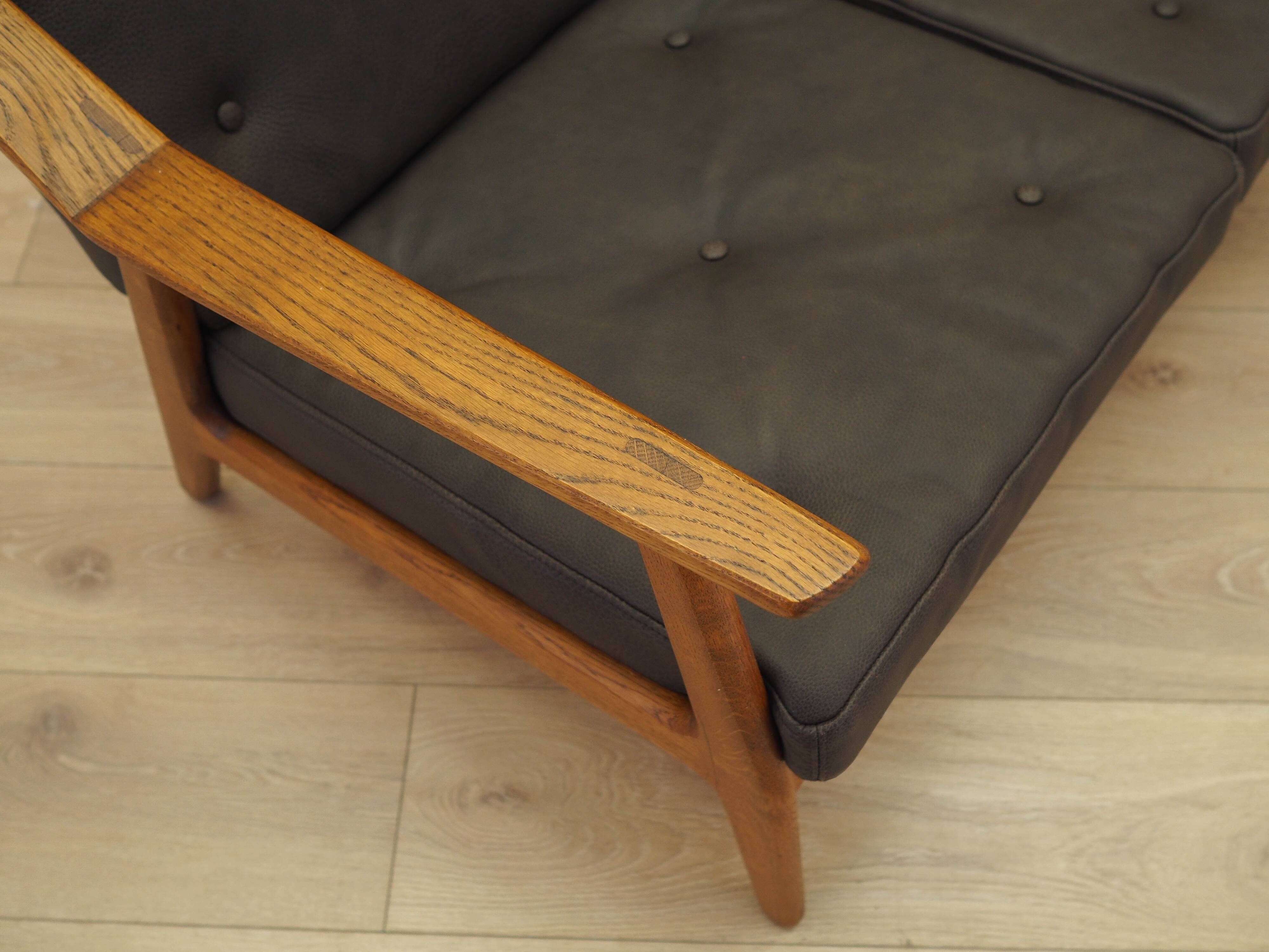 Oak leather sofa by Brockmann Petersen, Danish design 1970s