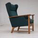 1970s, Danish high back armchair, furniture wool, solid oak wood.