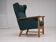 1970s, Danish high back armchair, furniture wool, solid oak wood.
