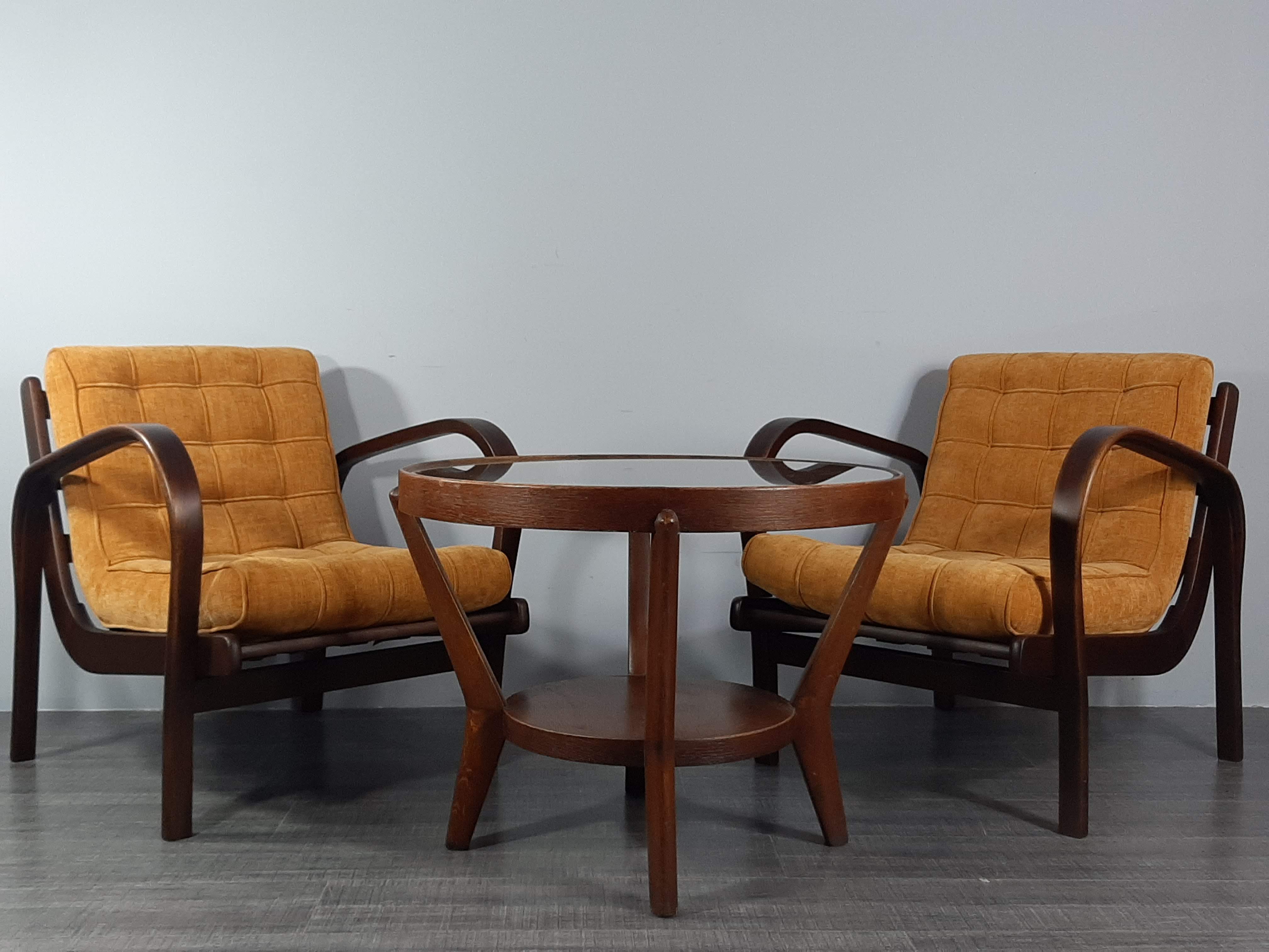 Paire de fauteuils Kropacek & Kozelka modernisme Tchèque 1947