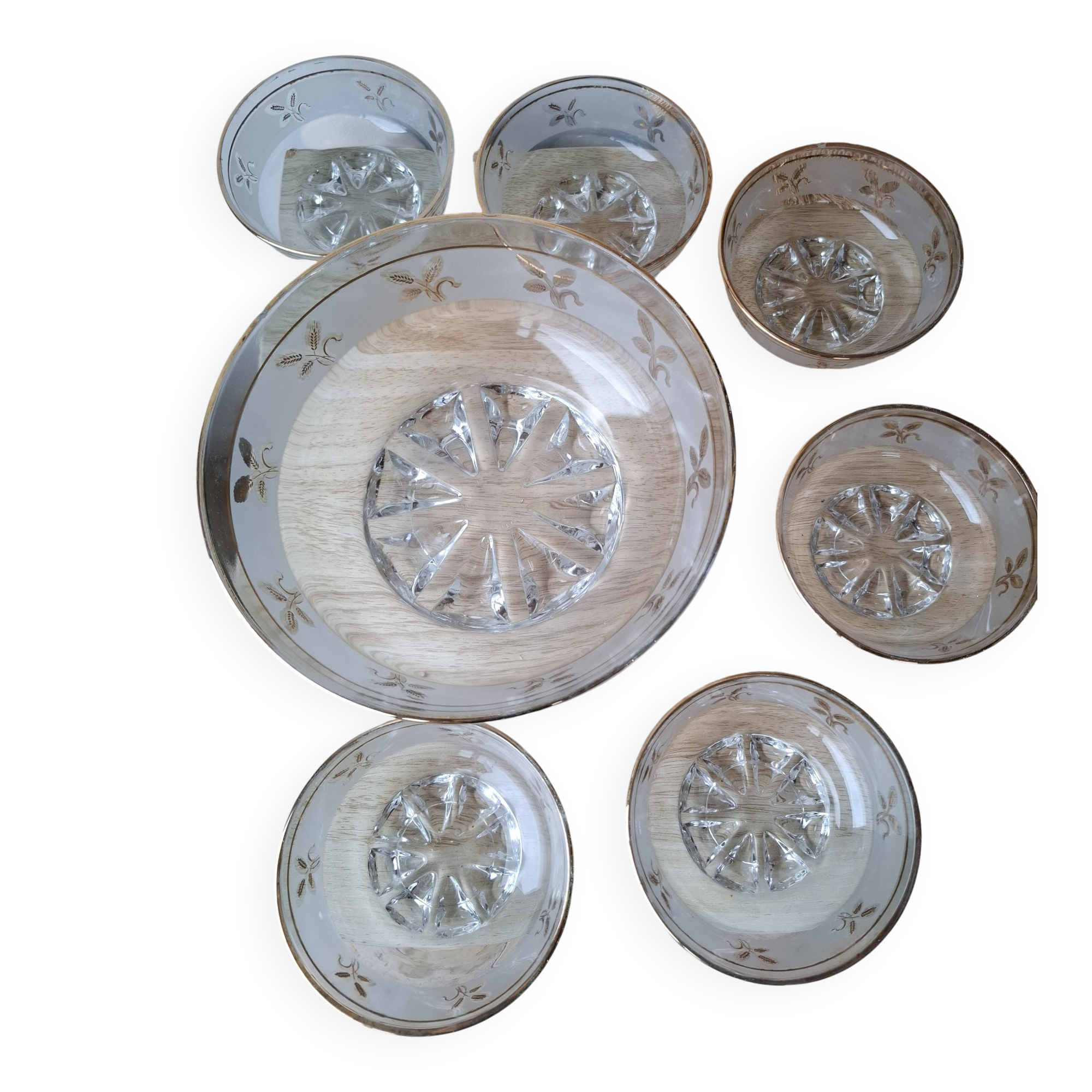 Vintage dessert service in cut glass