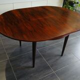 Scandinavian extendable round table in Rio rosewood, 1970s