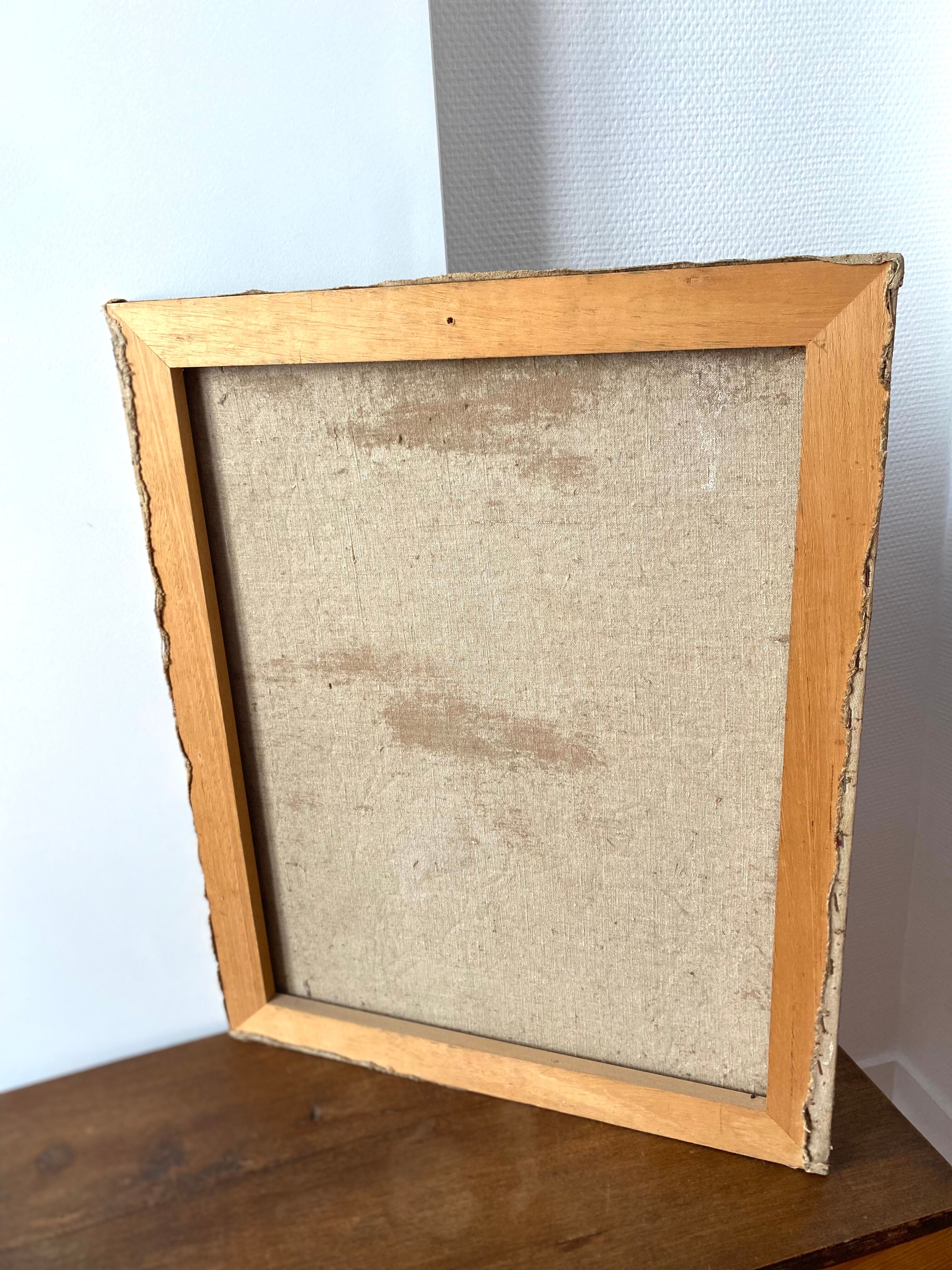 Oil portrait on canvas of an elegant vintage woman 50s