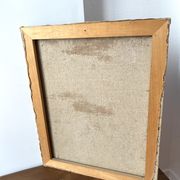 Oil portrait on canvas of an elegant vintage woman 50s