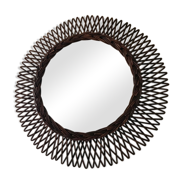 Miroir soleil en rotin 49cm