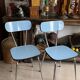 Série de 4 chaises Formica bleues vintage
