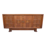 Brutalist art deco solid oak sideboard