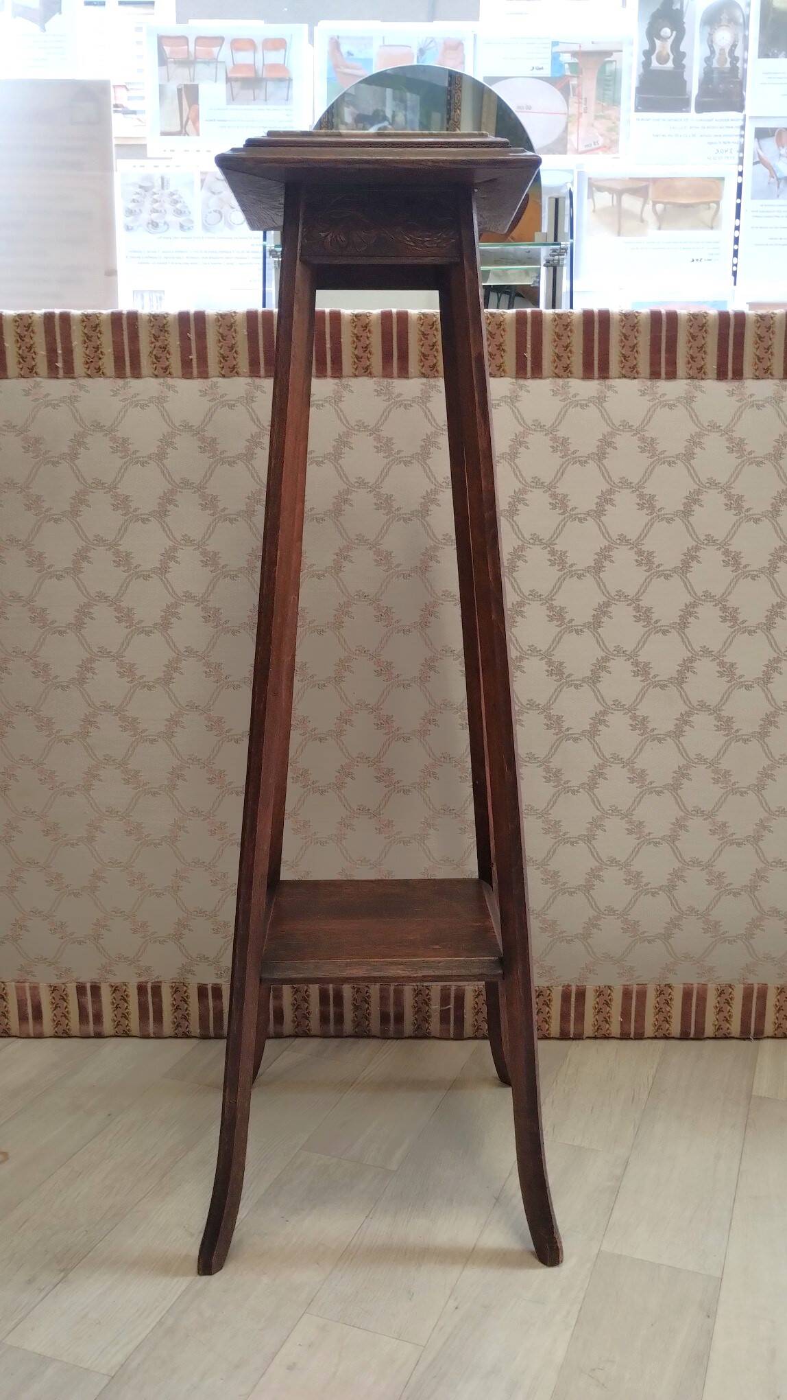 Solid wood side table with marble top