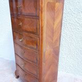 Louis XV style chest of drawers in precious wood veneer.