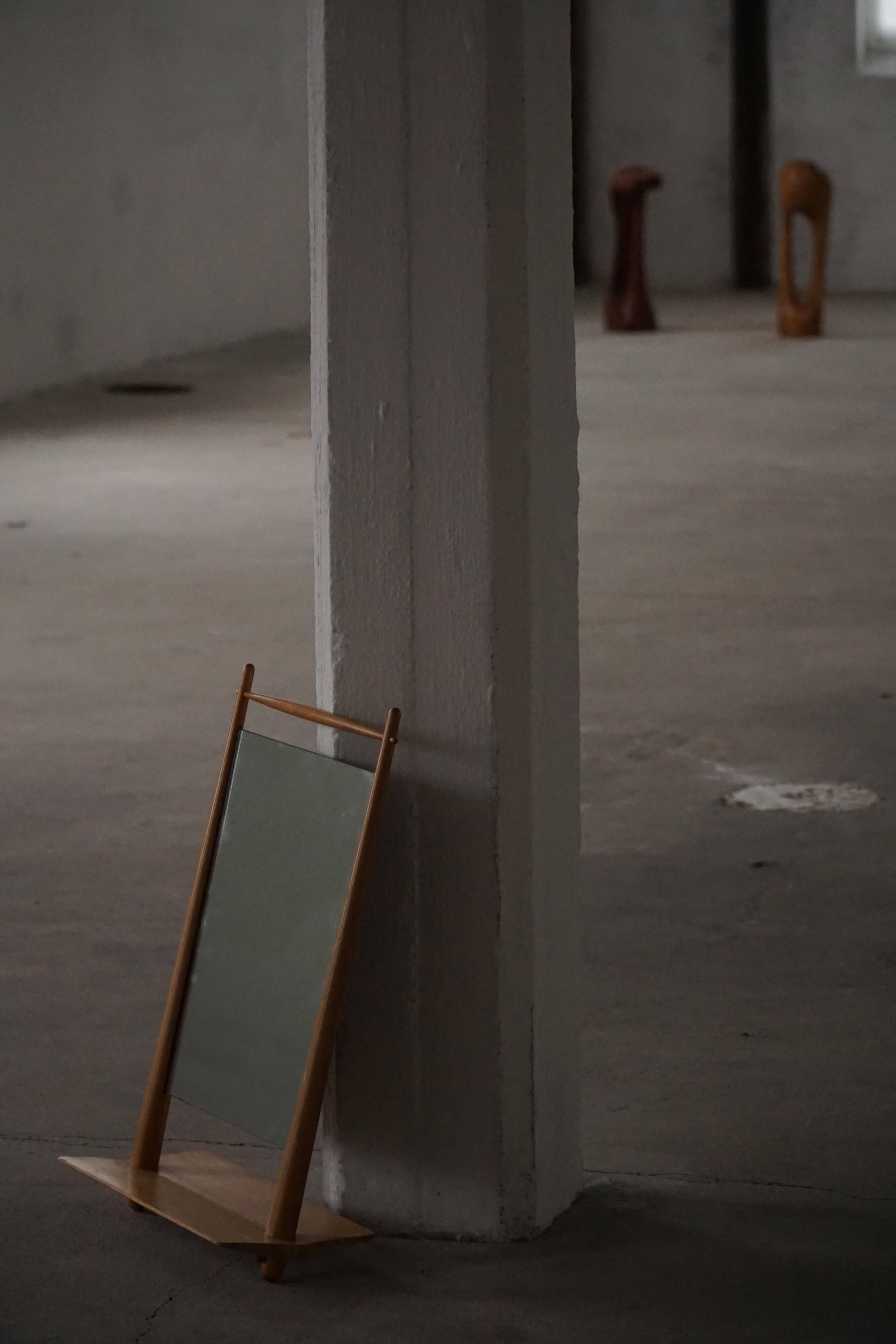 Mid-century Scandinavian floor mirror in wood, 1950–1960