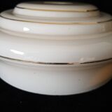 pendant lamp/lampshade/art deco in white opaline/gold lines