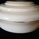 pendant lamp/lampshade/art deco in white opaline/gold lines