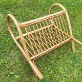 Rattan magazine door, vintage 60s