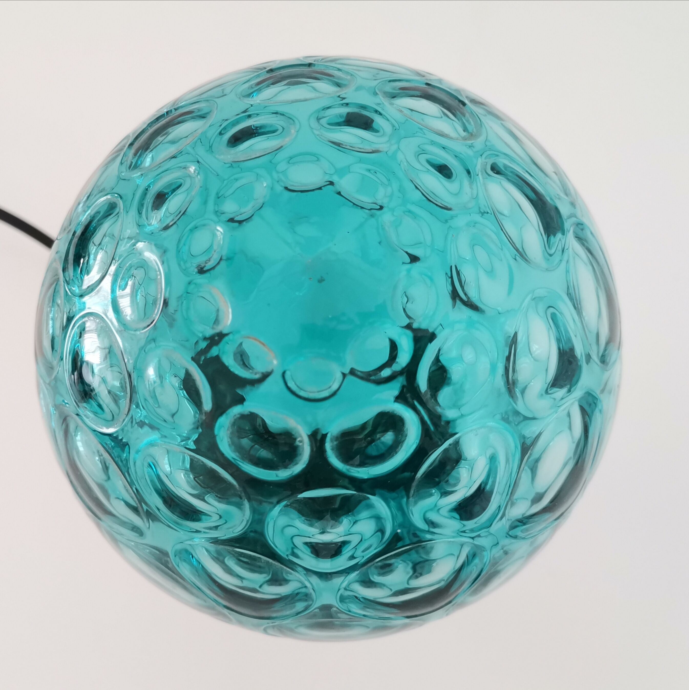 Mid century modernist green blue bubble glass lamp