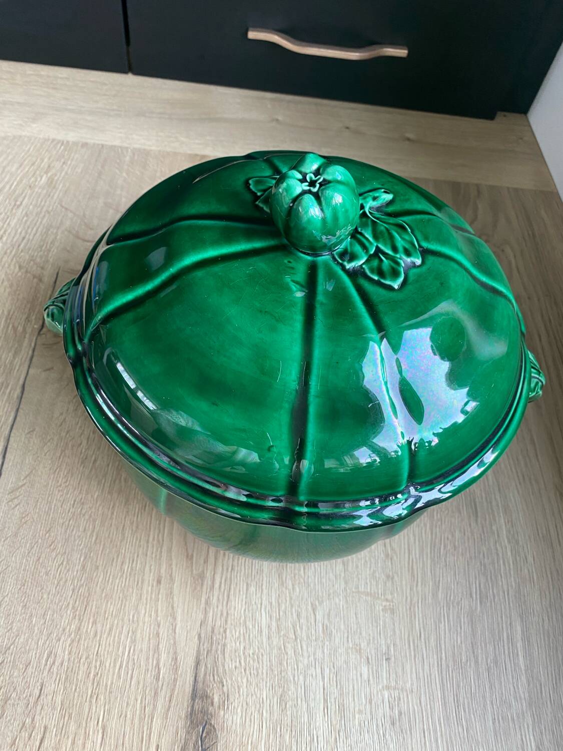 green earthenware soup tureen