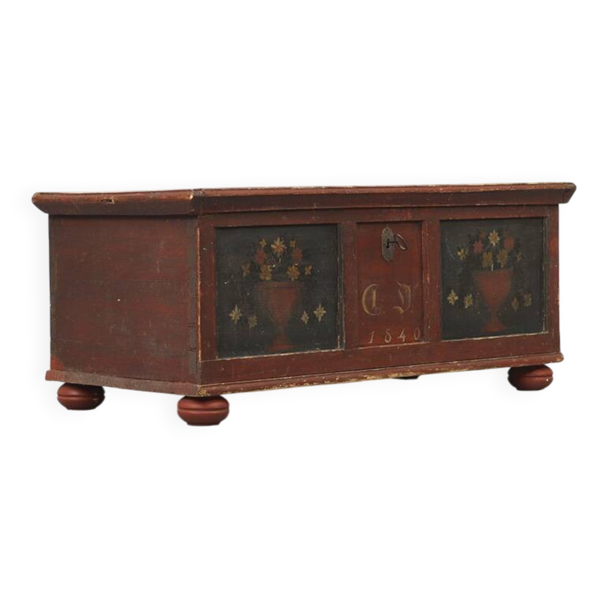 Antique Folk Art Painted bridal chest 1840