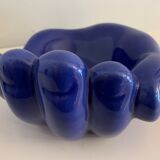 Ceramic ashtray, blue hand shape
