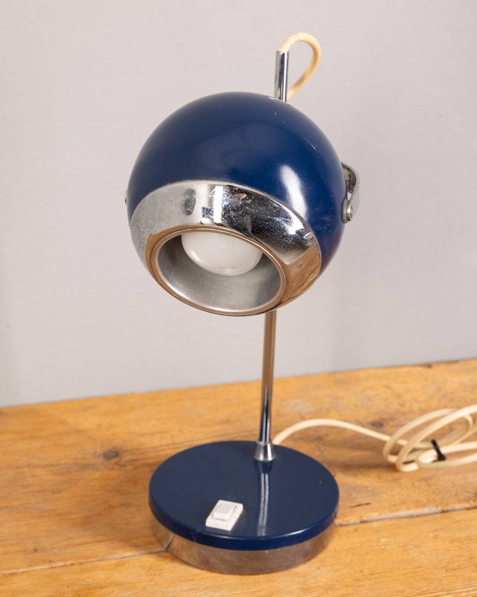 Vintage Blue Table Lamps 70s mod "Eye Ball" Design Goffredo Reggiani