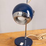 Lampe de table bleue vintage des années 70 mod "Eye Ball" Design Goffredo Reggiani