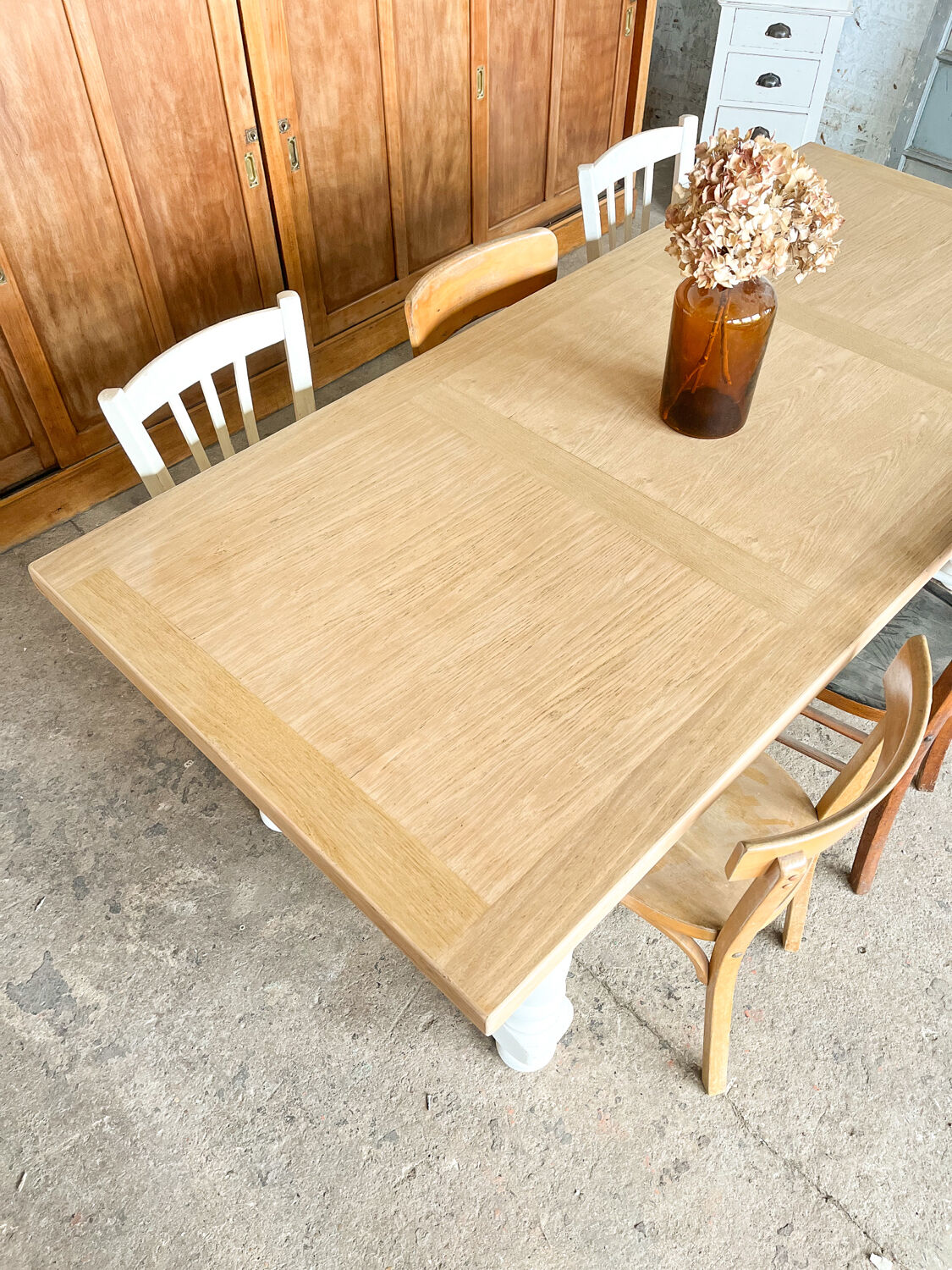 Old white farmhouse table