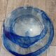 Large round blue crystal dish