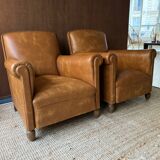 Pair of Club Armchairs in Imitation Leather